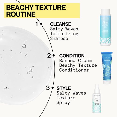 Pacifica Beauty Salty Waves Texturizing Shampoo + Texturizing Conditioner | For All Hair Types | Perfect and Effortless Beach Hair | 100% Vegan & Cruelty Free | Sulfate + Paraben Free