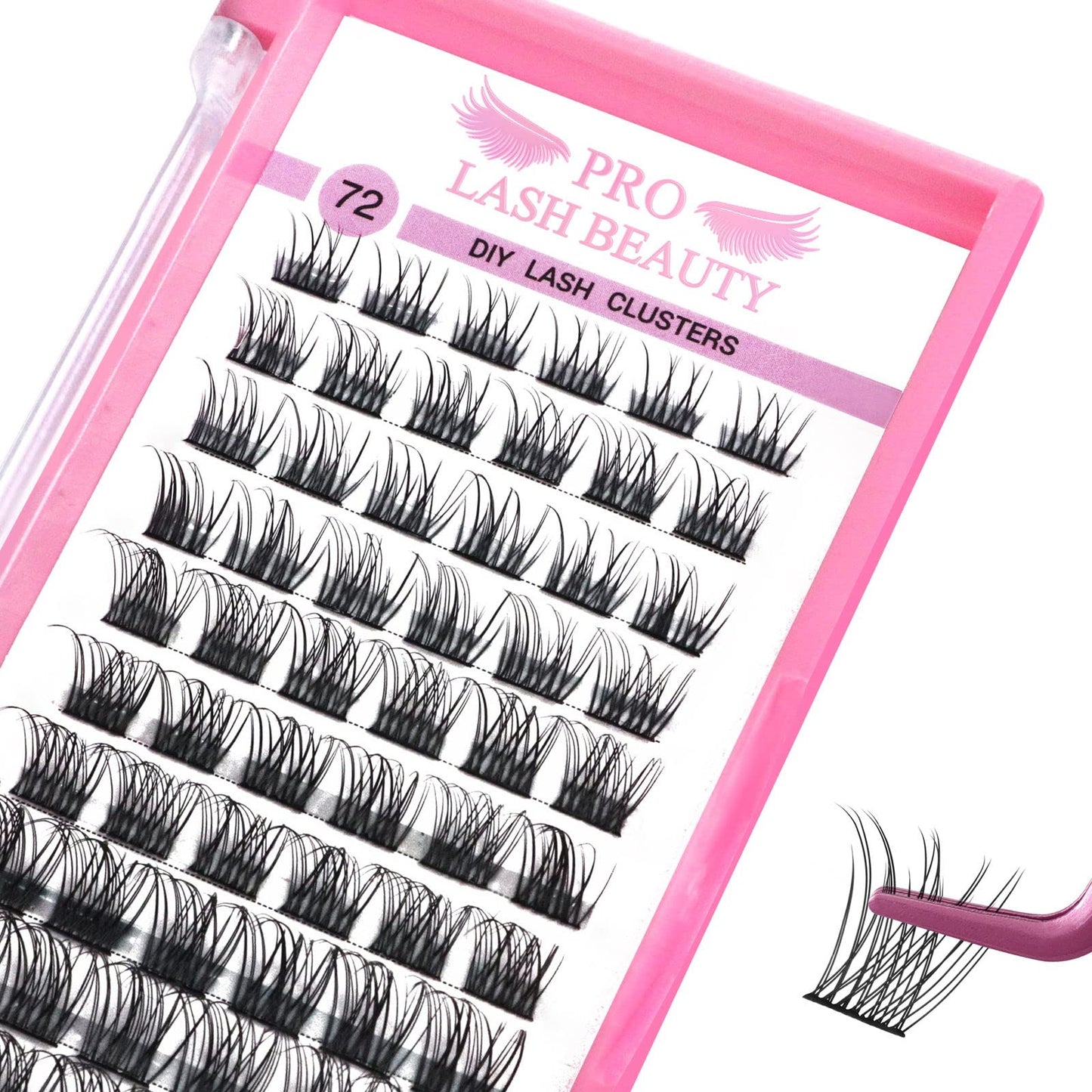 Cluster Lashes, 72 Pcs Individual Lashes, Lash Clusters DIY Eyelash Extension, Natural Lashes Super Thin Band Reusable Soft & Comfortable(Natural, D-16mm)