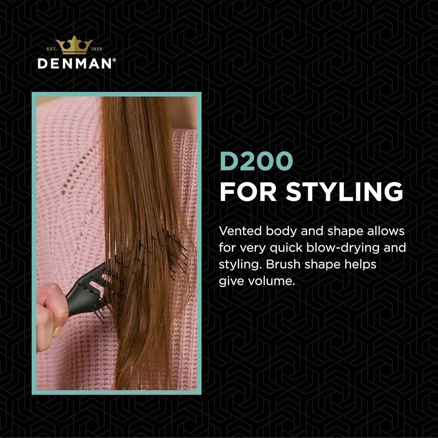 Denman D200 Flexible Vent Brush - Perfect for Blow Drying Curly & Straight Hair | Ideal for All Hair Types (Pewter)