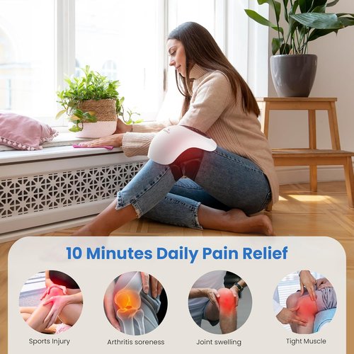 FSA Eligible Knee Massager with Heat and Red Light for Pain Relief, HSA Eligible Cordless Knee Massager with Vibration for Comfort & Relaxation, Gift for Mom, Dad, Grandma & Grandpa, Seniors