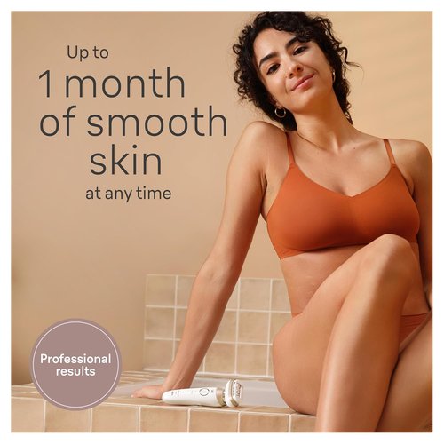 Braun Silk-épil 9 Flex Epilator - 360° Flex & Pivoting Head, Wet/Dry Use, Includes Shaver Head & Trimmer Comb - Tinted Gold