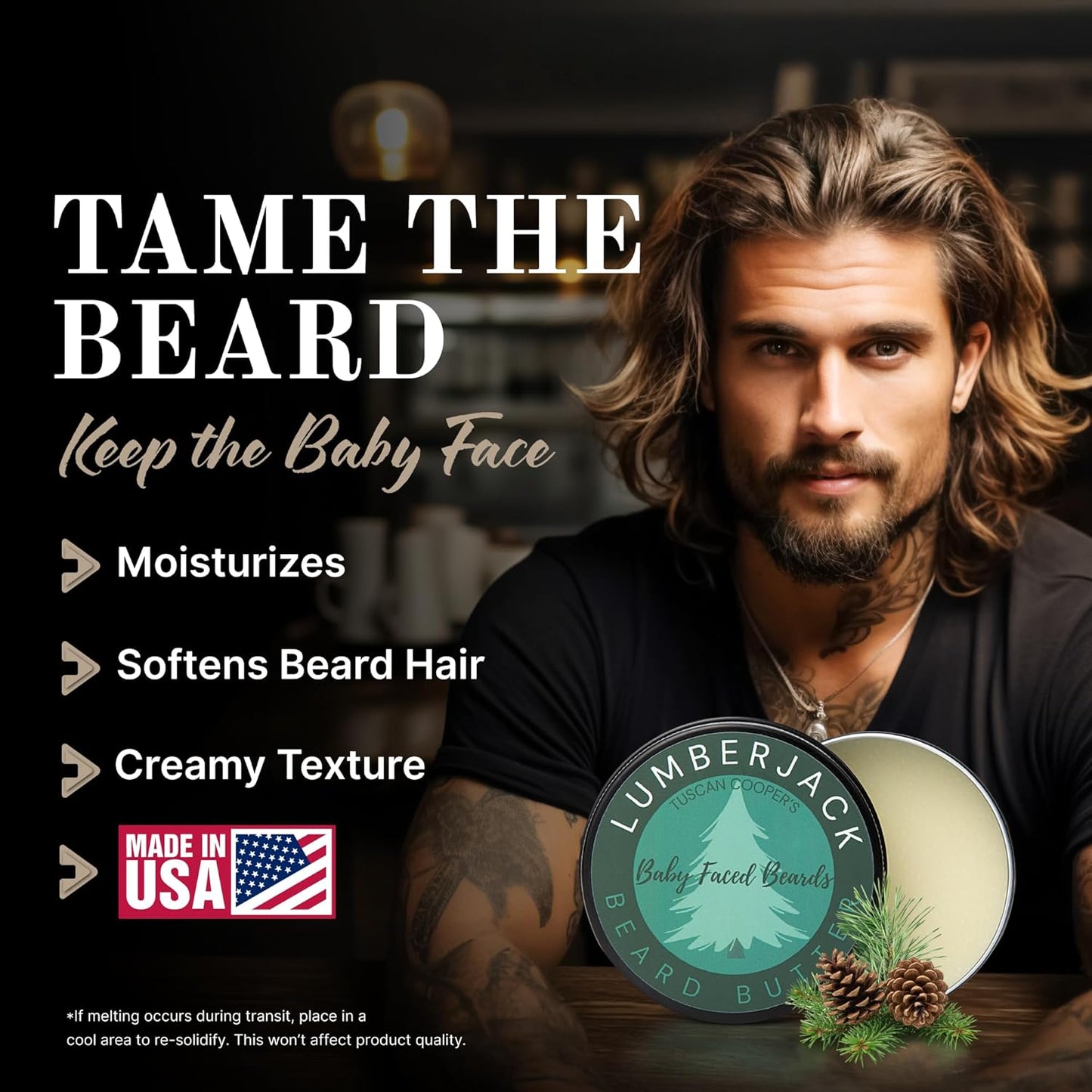 Tuscan Cooper's Beard Butter - Moisturizing Balm for All Hair Types | 4oz Southern Spiced Tobacco