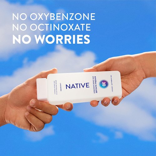 Native Sunscreen Lotion SPF 30 - Unscented Mineral Zinc Oxide for Face & Body, Vegan, 7 oz