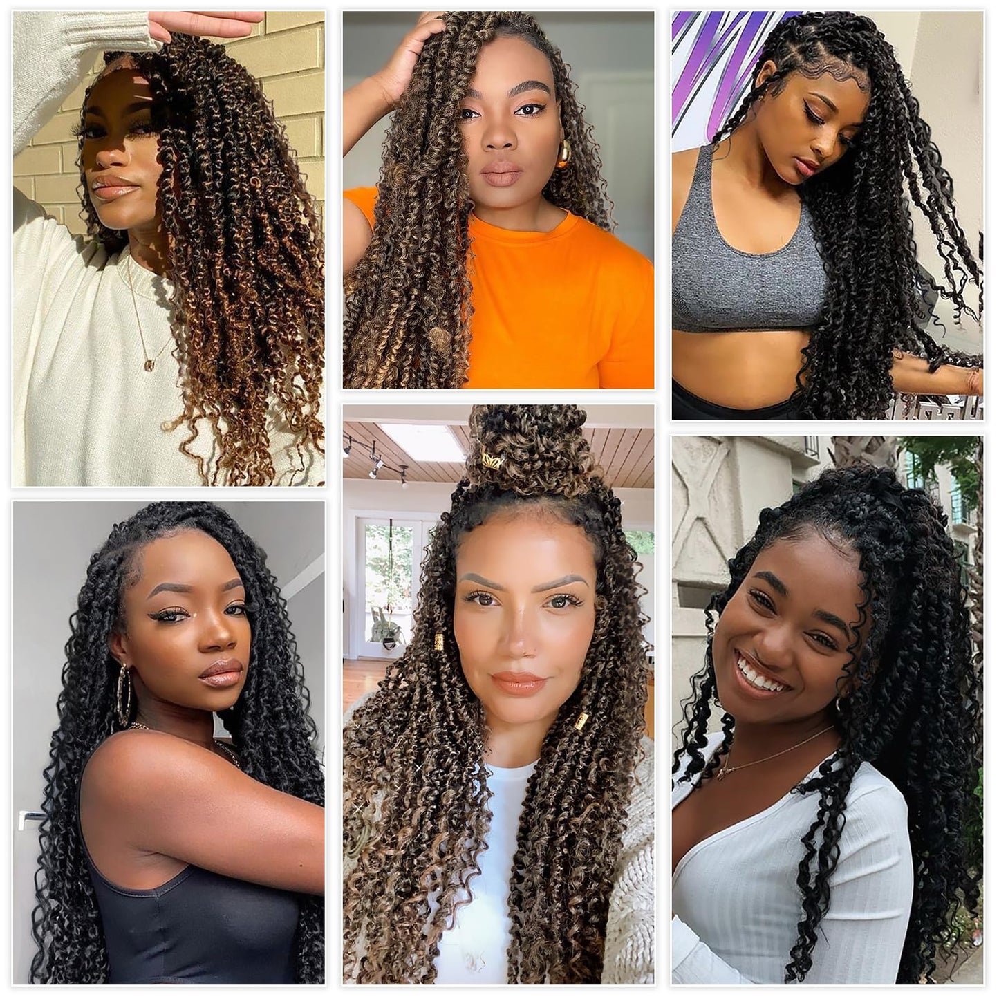 Molleas Passion Twist Hair 14inch,9pack Boho Passion Twist Crochet Hair,Pre Looped With Curly Ends for Bohemian Water Wave Braiding Hair(14inch(pack of 9),1B)