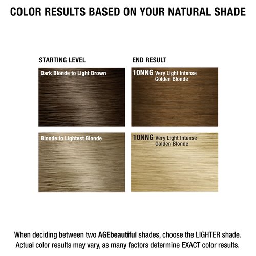 AGE beautiful Permanent Hair Color Dye Liqui Creme | 100% Gray Coverage | Anti-Aging Haircolor | Biotin for Thicker, Fuller Hair | Professional Salon Coloring | 10NNG Very Light Intense Golden Blonde