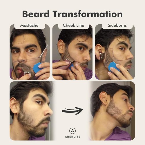 Aberlite ClearShaper 3.0 - Premium Beard Shaper Kit with Two Barber Pencils - 100% Clear Stencil Guide