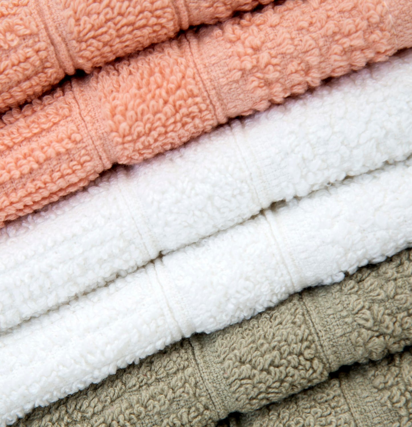 PH Pleasant Home Ribbed Wash Cloths Set - 12 Pack (12” x 12”) – 509 GSM - 100% Ring Spun Cotton Wash Cloth - Super Soft and Highly Absorbent Face Towels (Blush,White & Tan)
