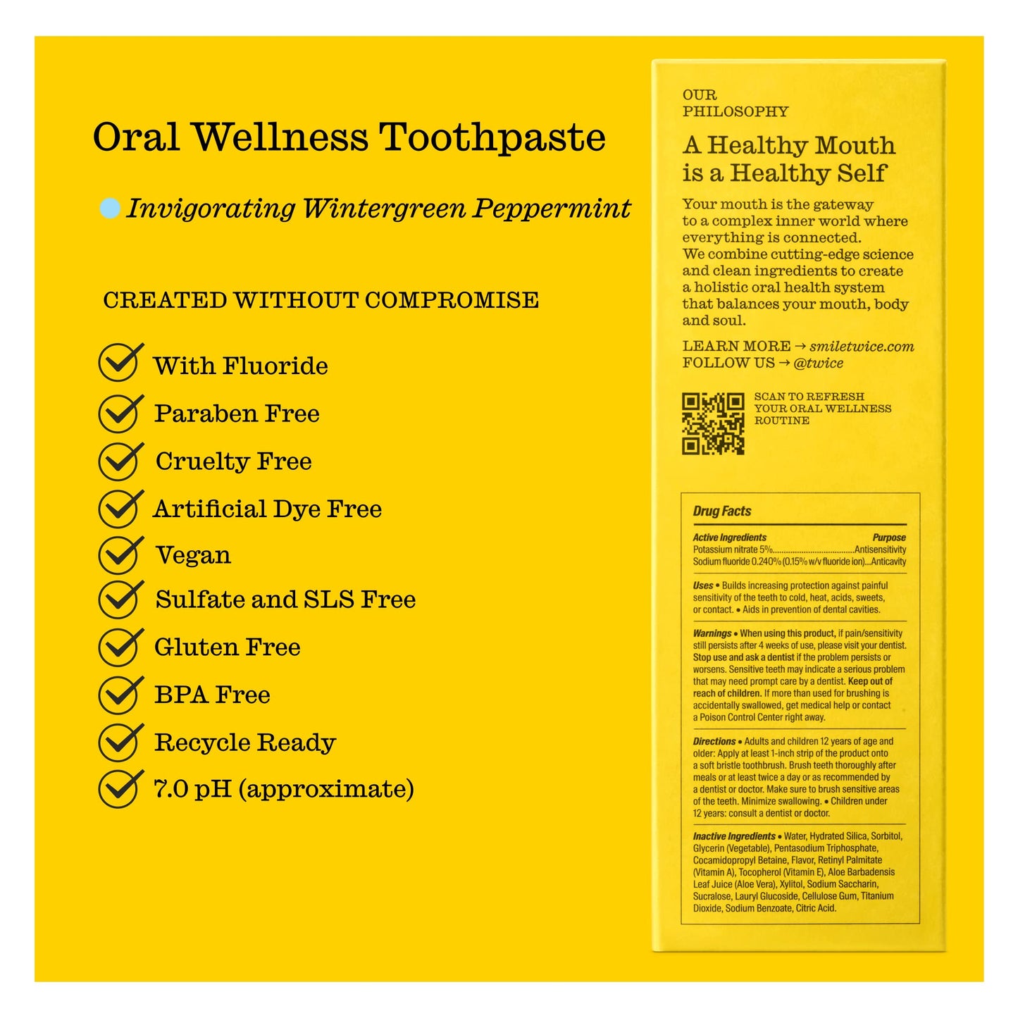 Twice Toothpaste - Sensitive Teeth Whitening Toothpaste - SLS Free Toothpaste with Fluoride and Cavity Protection - (Wintergreen and Peppermint Toothpaste) (2-Pack)