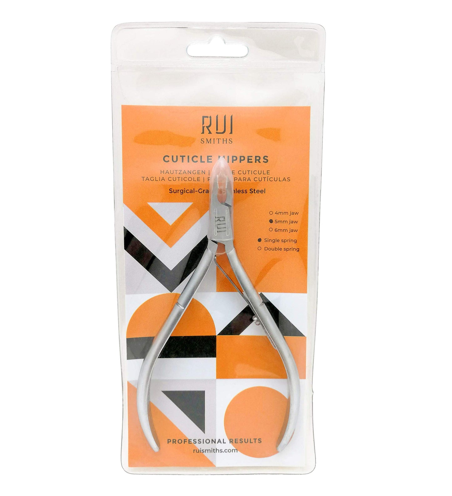 Rui Smiths Professional Cuticle Nippers | Precision Surgical-Grade Stainless Steel Cuticle Trimmer, French Handle, Single Spring, 4mm Jaw (Quarter Jaw)