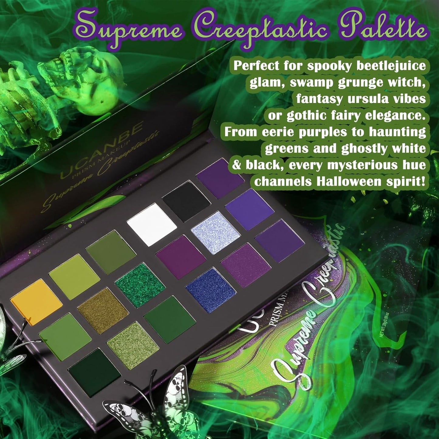 Skiennix Goth Eyeshadow Palette - 18 Colors Matte & Shimmer for Halloween & Cosplay | Bright & Dark Shades