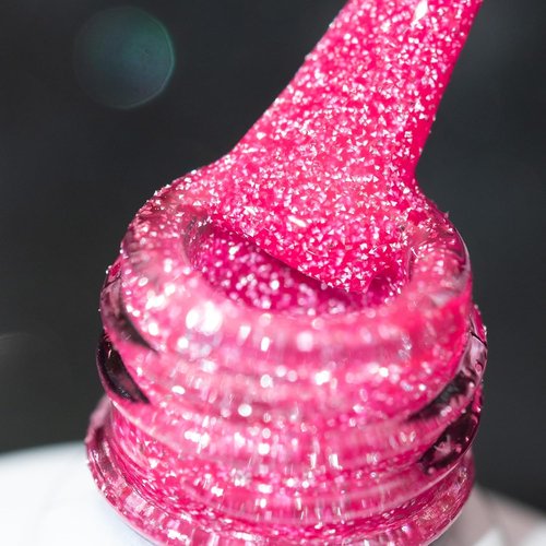 BURANO Hot Pink Reflective Glitter Gel Nail Polish - UV LED Holographic Sparkle 7.3ml for DIY Nails