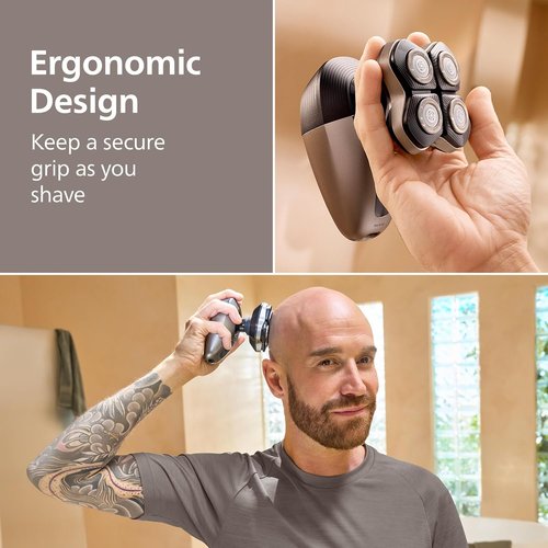 Philips Norelco Head Shaver Pro 9000 Series - Electric Shaver with 360° Flexing Head & ComfortCut Blades for Gentle, Clean Shave, Model HS9980/40