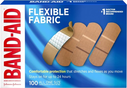 Band-Aid Brand Flexible Fabric Bandages - Comfortable Cushioned Wound Care | 1x3 In, 100 Count