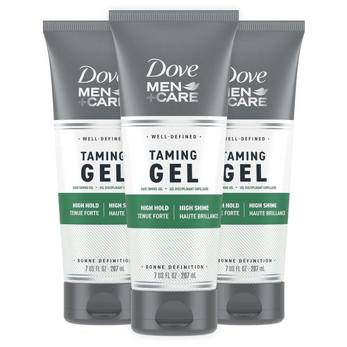DOVE MEN + CARE Hair Taming Gel - Strong Hold Styling Product for Thicker, Healthier Hair | 7 oz (3 Count)