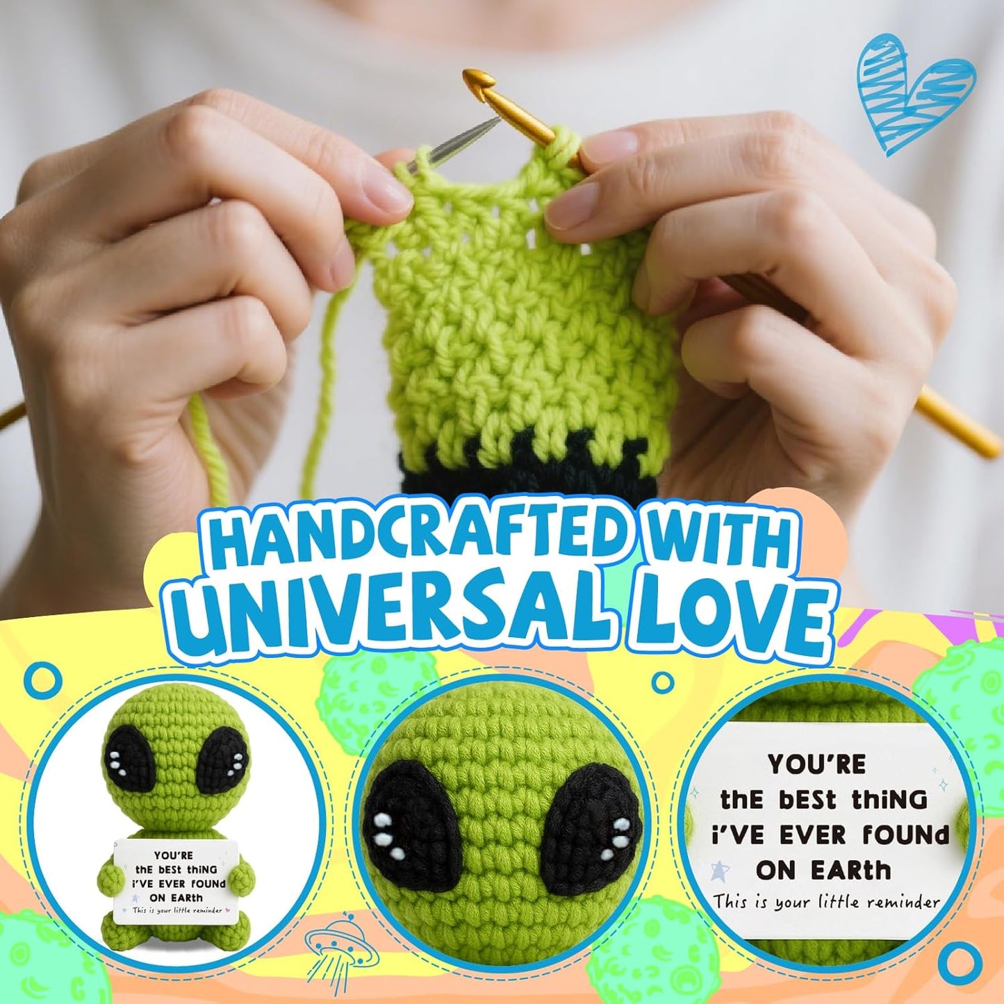 Unique Valentines Gifts for Him Her Boyfriend Girlfriend Crochet Alien Valentines Day Anniversary Birthday Funny Romantic Gifts to My Love Men Women