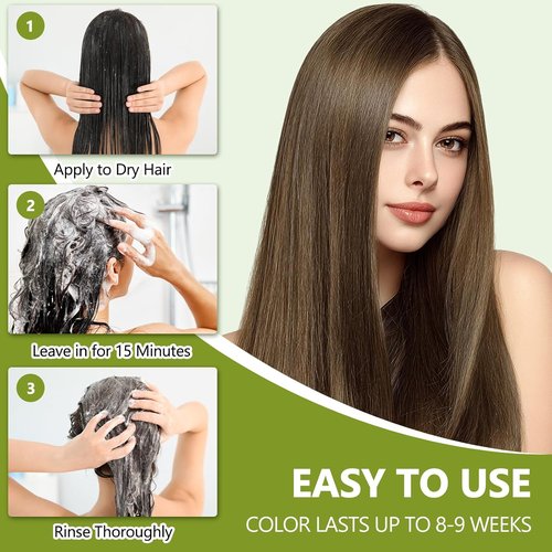 Regine Switzerland Light Brown Hair Dye Shampoo - 100% Gray Coverage, Herbal 3-in-1 Formula, Nourishing & Ammonia-Free