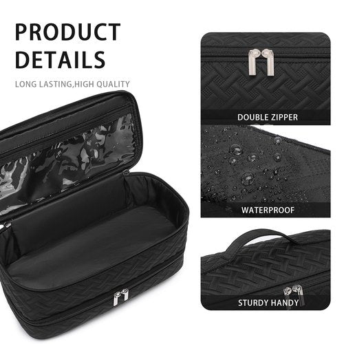 ARLMEGOR Double-Layer Travel Carrying Case for Revlon One-Step Hair Dryer Brush Volumizer Styler Shark FlexStyle Attachment Portable Storage Organizer Bag Hair Tools Travel Bag (Black)