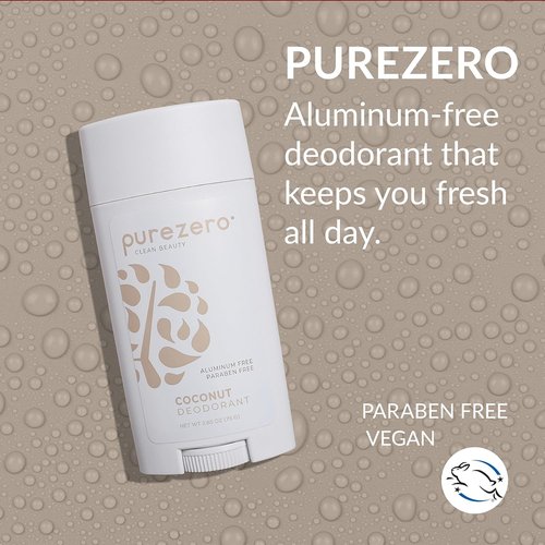 Purezero Deodorant - Coconut Scent | Aluminum & Paraben Free | 24-Hour Odor Protection (1 Pack)
