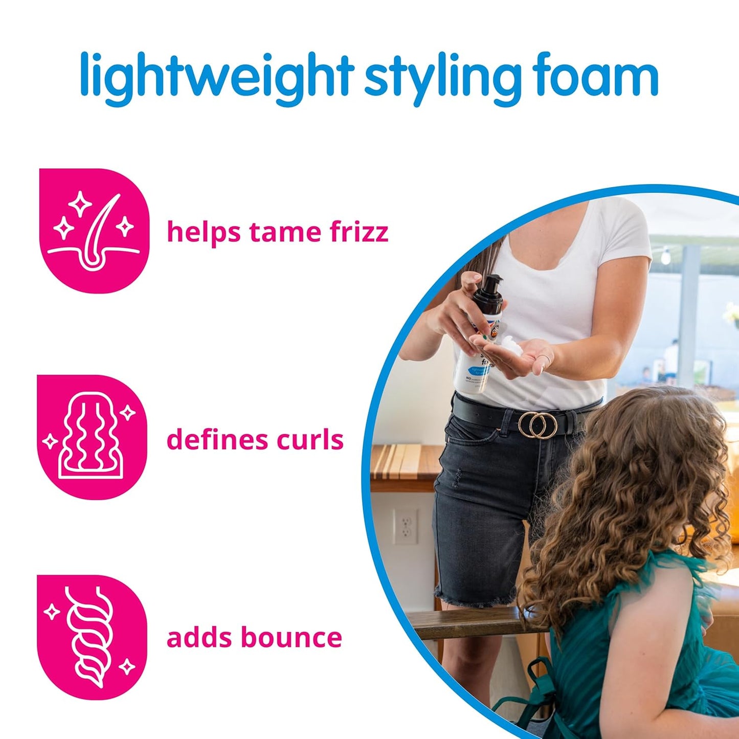 SoCozy Kids Sensitive Styling Foam - Gentle Hold Foam for Straight or Curly Hair - Rosemary Scent (6 fl oz)