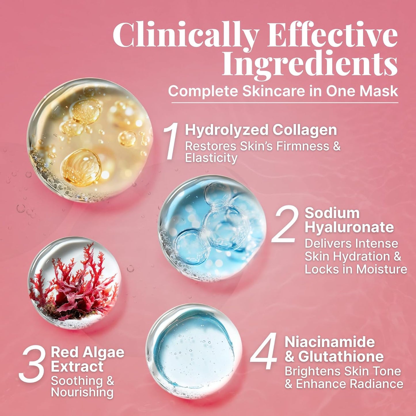 Bio Collagen Face Mask - Overnight Hydrating Hydrogel Masks | 6 Pack for All Skin Types, Anti-Aging & Moisturizing