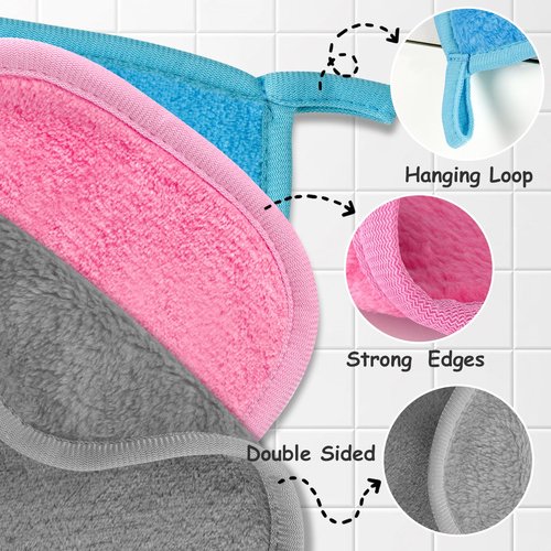 Reusable Makeup Remover Cloths 24 Pack, 6.5"x6.5" Super Soft Microfiber Face Towels for All Skin Types, Portable Cleansing Cloths Remove Makeup with Just Water