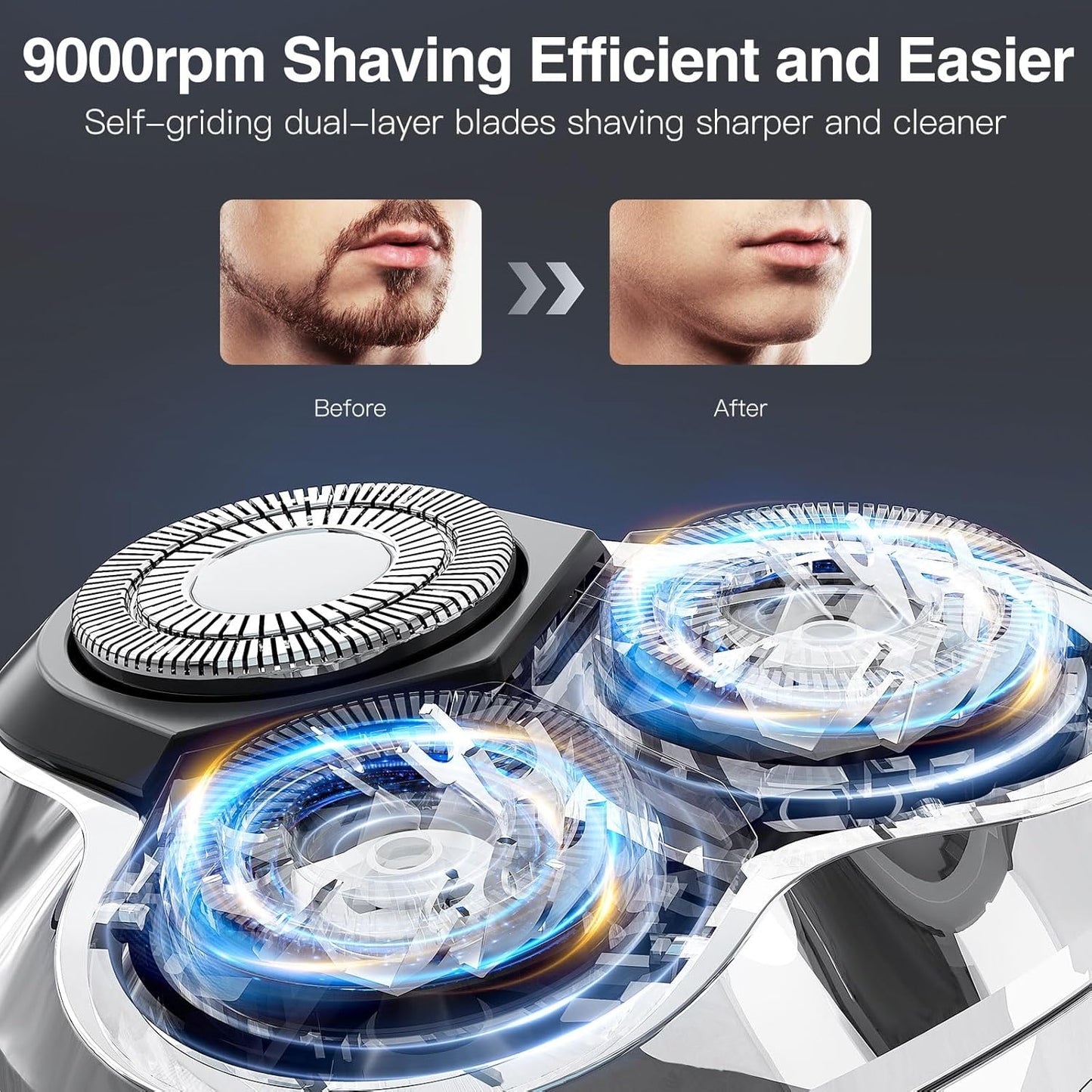 Skiennix Electric Razor for Men - 90-Minute Rotary Shaver with 4D Floating Head & LCD Display | Waterproof & Fast Charge