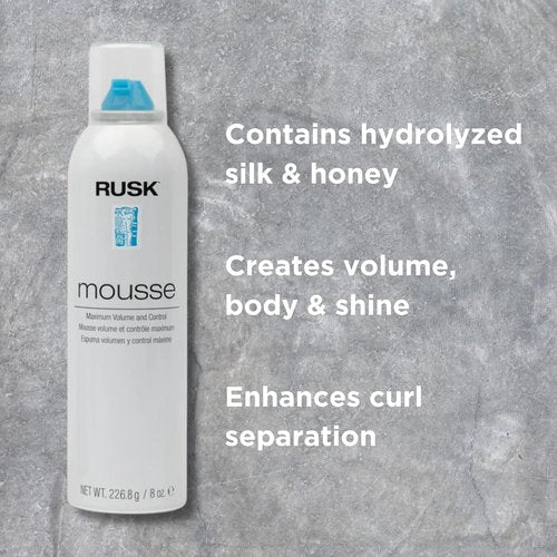RUSK Maximum Volume Mousse - Firm-Holding Styling Foam for Ultimate Control | 8.8 oz
