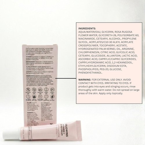 Global Beauty Care Vitamin C Eye Cream - Radiant Under Eye Treatment with Niacinamide & AHA, 0.5 fl oz