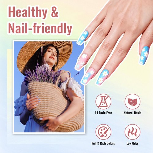 Phoenixy 71 Pcs Gel Nail Polish Kit with U V Light, 55 Colors Glittle Gel Nail Polish 5pcs Base Top Coat Pink Blue White Black Red DIY Manicure Starter Set for Beginners Gift for Women