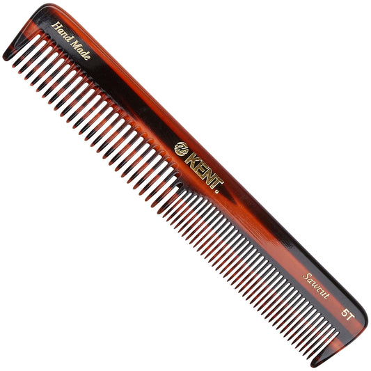 Kent 5T 6.6 Inch Double Tooth Hair Dressing Comb, Wide and Fine Tooth Beard, Mustache and Hair Grooming Comb for Men, Women and Kids - Made in England