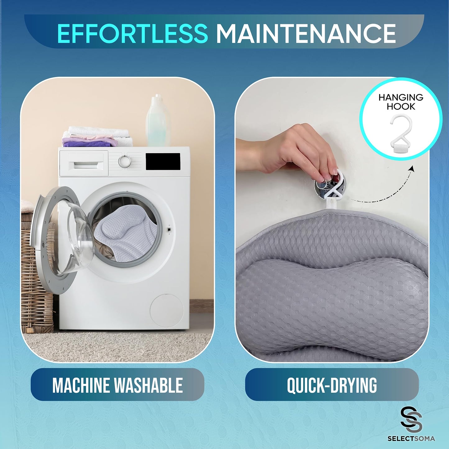 SelectSoma Premium Bathtub Pillow with Thick 4D Mesh for Head, Neck & Back Support - Luxury Quick-Drying Bath Pillow with 6 Strong Suction Cups for Tub Comfort