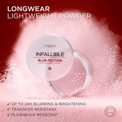 L'Oreal Paris Infallible Blur-Fection Setting Powder - Longwear Blurring Formula, Translucent Medium Deep, 1 Kit