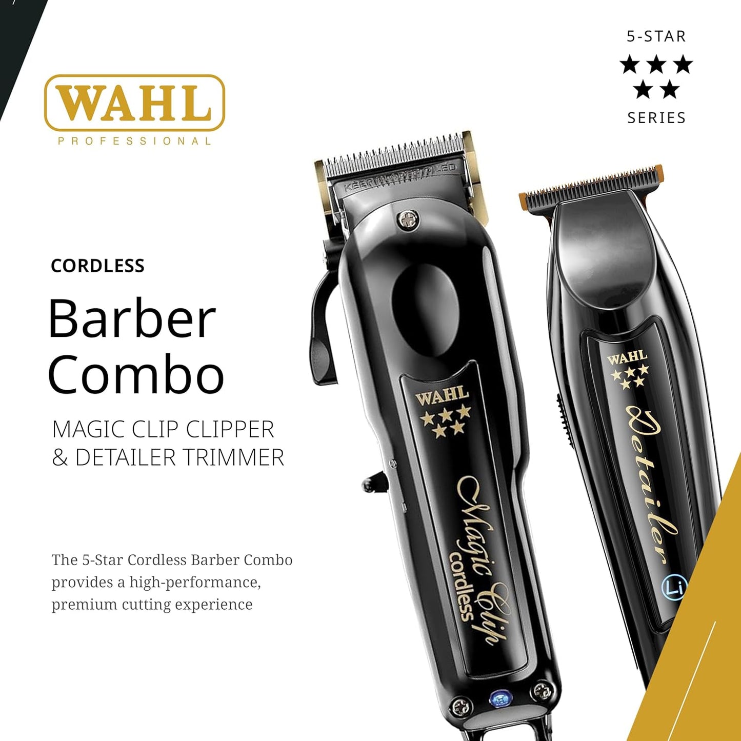 Wahl Professional Cordless Barber Combo - Magic Clip & Detailer Li with 100-Minute Lithium-Ion Run Time