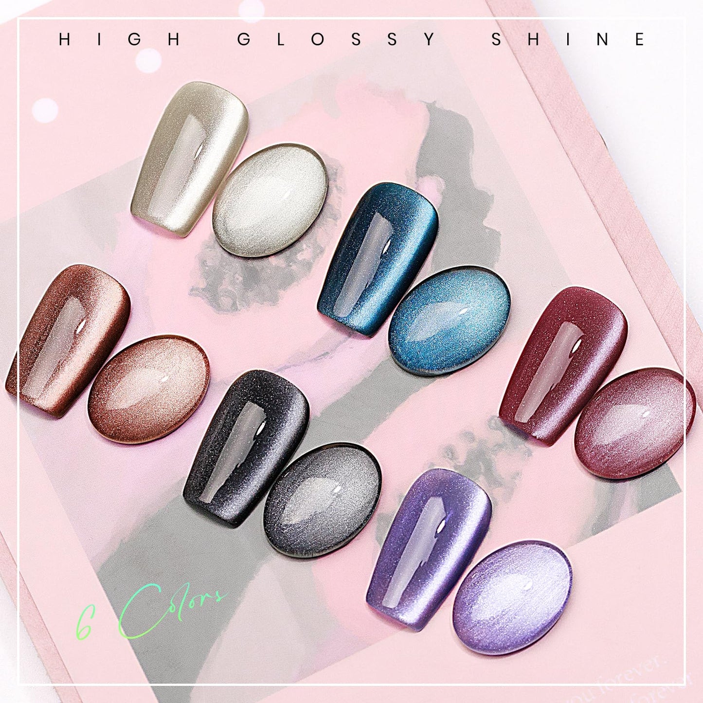 MIZHSE Cat Eye Gel Nail Polish: Red Magnetic Gel Polish with Magnet Stick, Maillard Style Magic Effect Galaxy Shimmer Glitter Holographic Nail Gel Soak Off Nail Art Salon Manicure Home