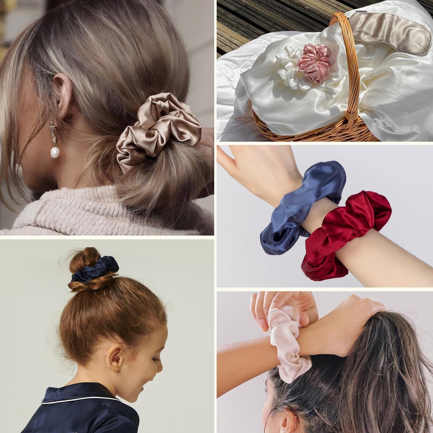 LILYSILK Silk Hair Scrunchies for Frizz&Breakage Prevention, 100% Mulberry Silk Hair Ties No Damage, Elastic Silk ponytail Holders, 1Pc, Black