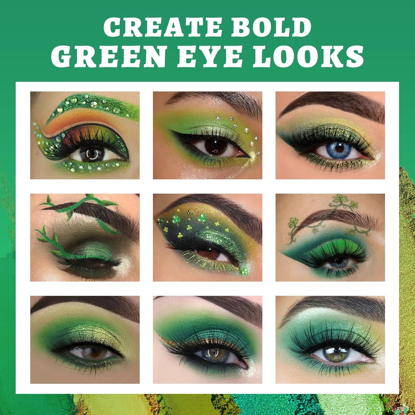 UCANBE Eyeshadow Palette Set - 2pcs Green & Purple Shimmer Matte Metallic Colors | Includes Soft Brush for Halloween Cosplay