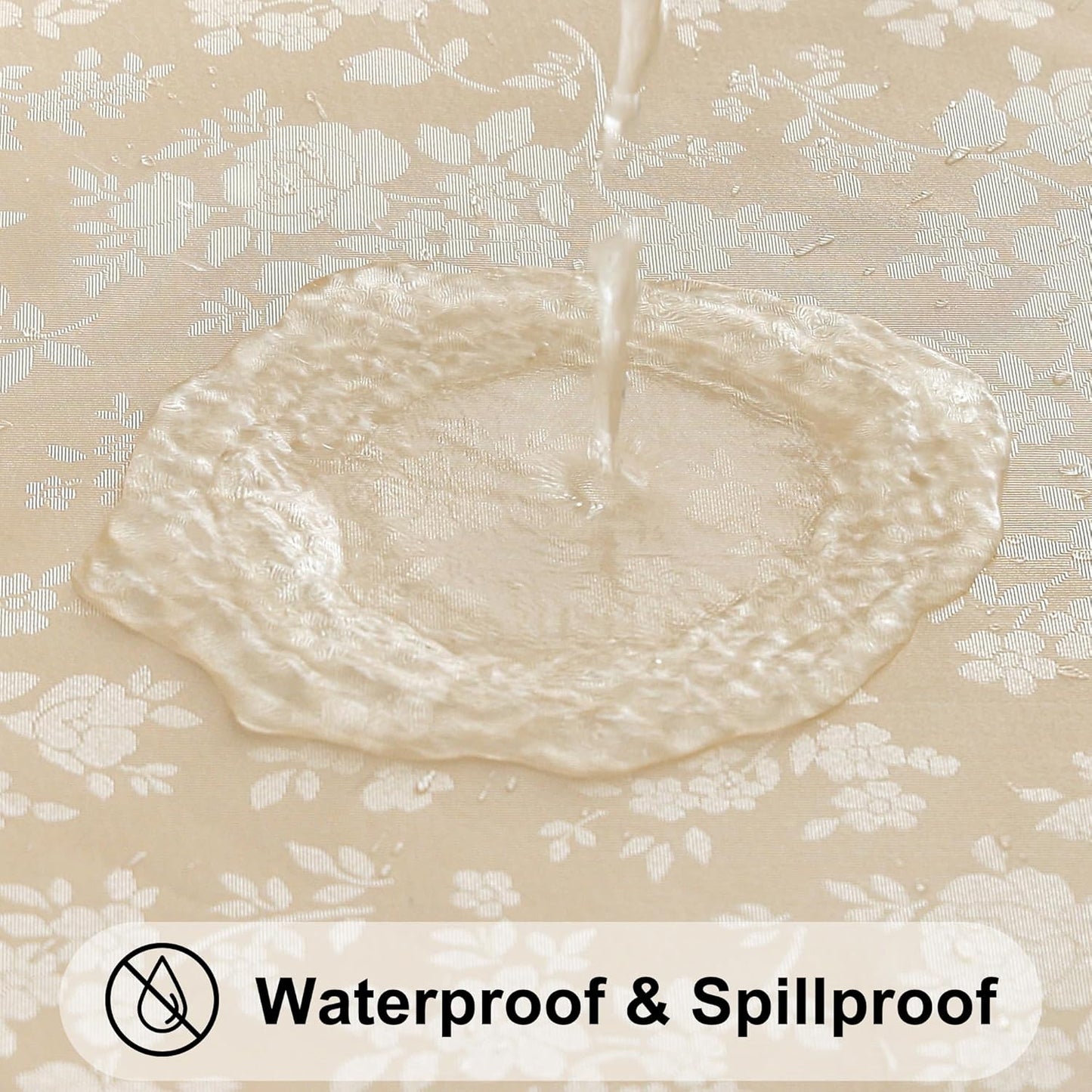 Smiry Square Table Cloth, Waterproof Heavy Duty Vinyl Tablecloths, Wipeable Washable Table Cover for Kitchen and Dining Room (Beige, 54" X 54")
