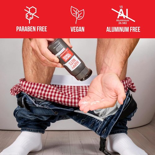 HAPPY NUTS Comfort Powder Deodorant for Men - Anti-Chafing, Sweat & Odor Control | Aluminum-Free, 4 oz Original Scent