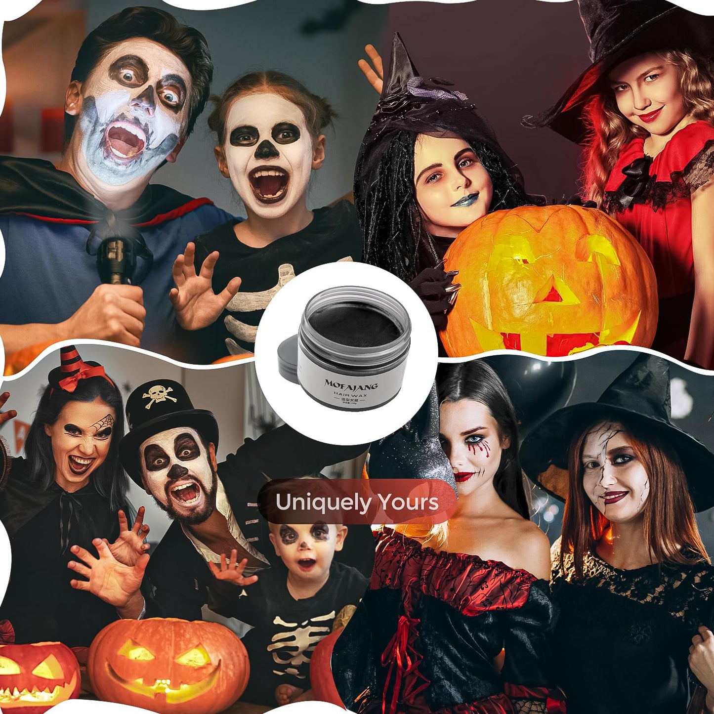 SOVONCARE Black Temporary Hair Wax Color, Professional Styling Pomades Natural Hairstyle Clay for Men & Women Christmas Cosplay Date 7.06 oz (Black)