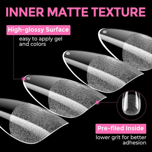 UNA GELLA Almond Nail Tips 216pcs Medium Almond Press on Nails Pre-Shape Gel Fake Nails for Full Cover Acrylic French False Nails for Nail Extension, DIY Salon 12 Sizes Gelly Tips
