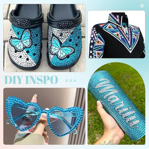 12100Pcs Resin Rhinestones for Crafting with 3Pcs 10ml B7000 Jewelry Glue, 2 Boxes Flatback Crystals Diomand (Indicolite) for Bedazzling Crafts DIY Nail Art Makeup，Non Hotfix Gems for Clothing Shoes