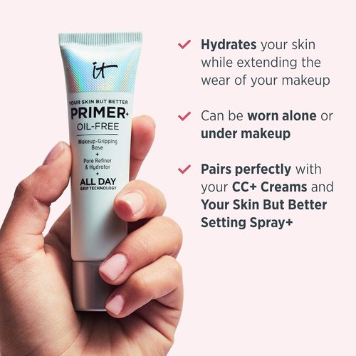 IT Cosmetics Your Skin But Better Makeup Primer+ - Hydrating, Pore-Refining Formula - Oil-Free, 1 fl oz