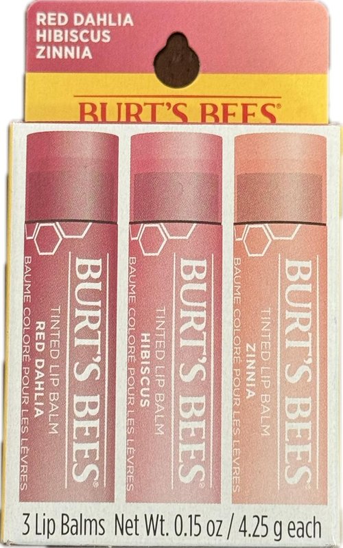 Burt's Bees Tinted Lip Balm Set - Nourishing Color in Red Dahlia, Hibiscus & Zinnia