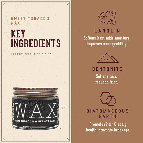 18.21 Man Made Hair Styling Wax - Original Sweet Tobacco Scent, Low Shine Finish, 2oz