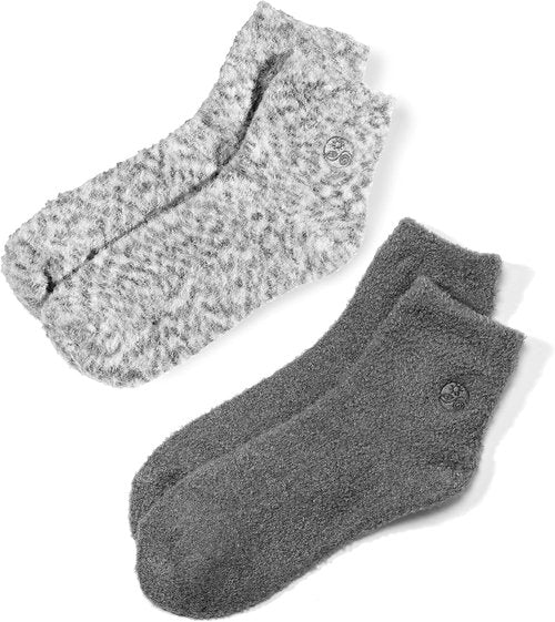 Earth Therapeutics Aloe Socks - Infused with Aloe Vera & Vitamin E for Soft, Smooth Feet - Grey/Confetti (2 Pairs)