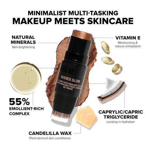 Nudestix Nudies Glow Highlighter Stick - Multi-Use Cream Highlighter for Cheeks, Eyes & Body | Dewy Radiance, Vegan & Travel-Friendly