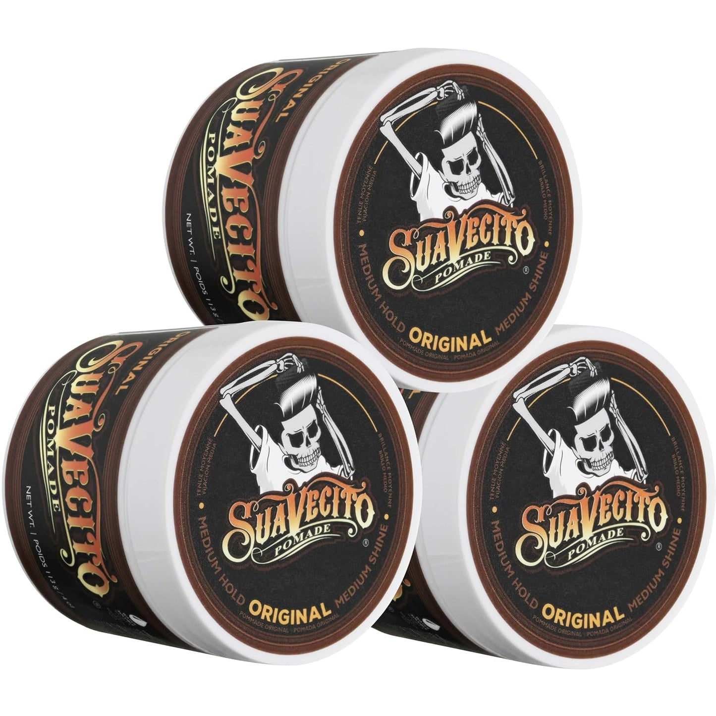 Suavecito Pomade - Original Hold Hair Pomade for Men | Medium Shine, 4 oz, 3 Pack - Easy Wash Out, Flake-Free
