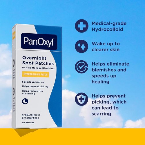 PanOxyl PM Overnight Spot Patches - Advanced Hydrocolloid Healing Technology | Fragrance-Free, 40 Count