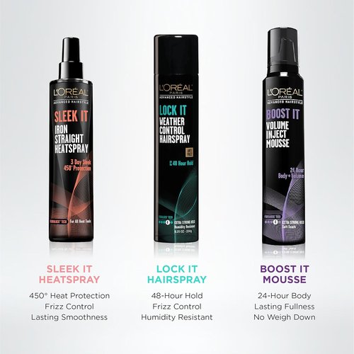 L'Oréal Paris Advanced Hairstyle Sleek It Heat Spray - Smooth & Protect Hair, 5.7 Ounce