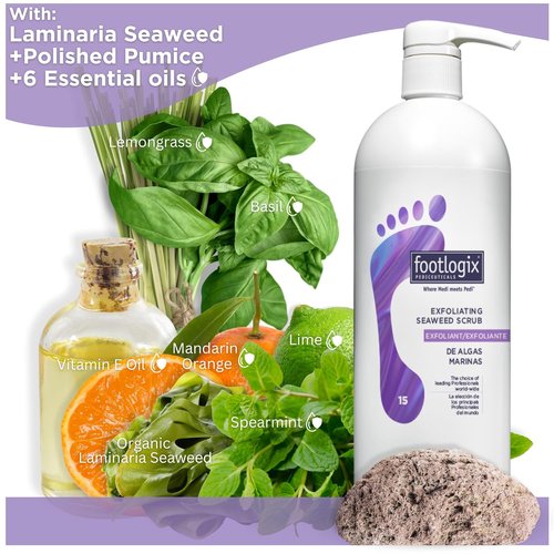 Footlogix Exfoliating Seaweed Scrub - Deep Cleanse & Revitalize Skin | 32 Fl. Oz.